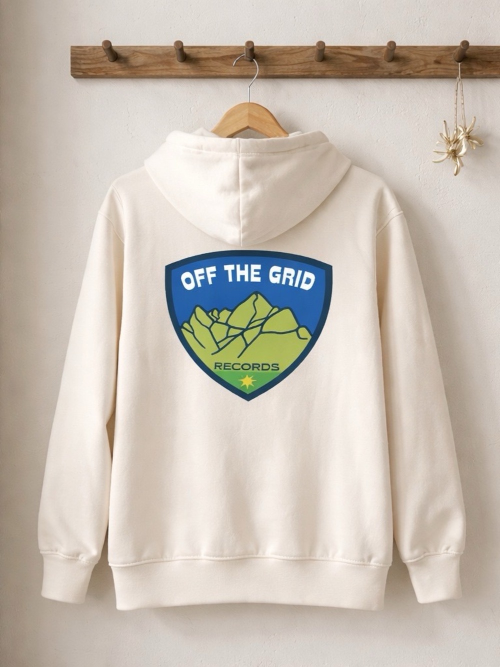 NEW John Summit Off the Grid Records Men’s Heavyweight Cream Hoodie *Size XL